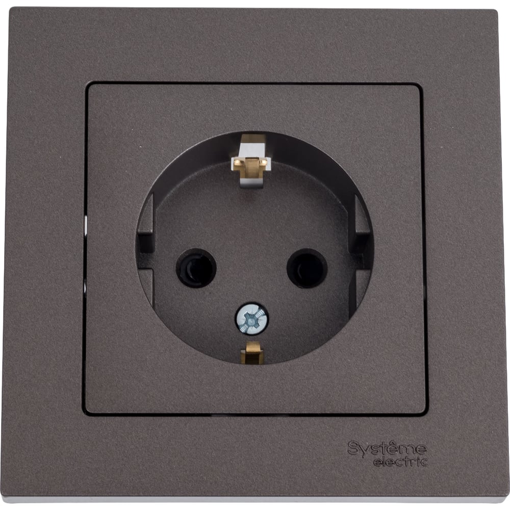 Изображение товара Розетка Systeme Electric AtlasDesign Мокко 16А с защитными шторками в сборе