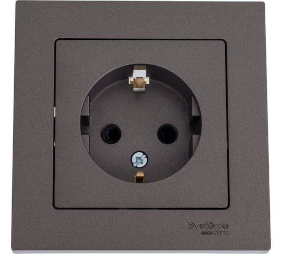 Изображение товара Розетка Systeme Electric AtlasDesign Мокко с/з со шторками, 16А, в сборе SE ATN000644