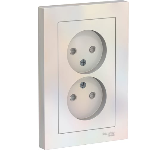 Изображение товара Розетка Systeme Electric AtlasDesign Жемчуг б/з двойная, со шторками,16А, в сборе SE ATN000422