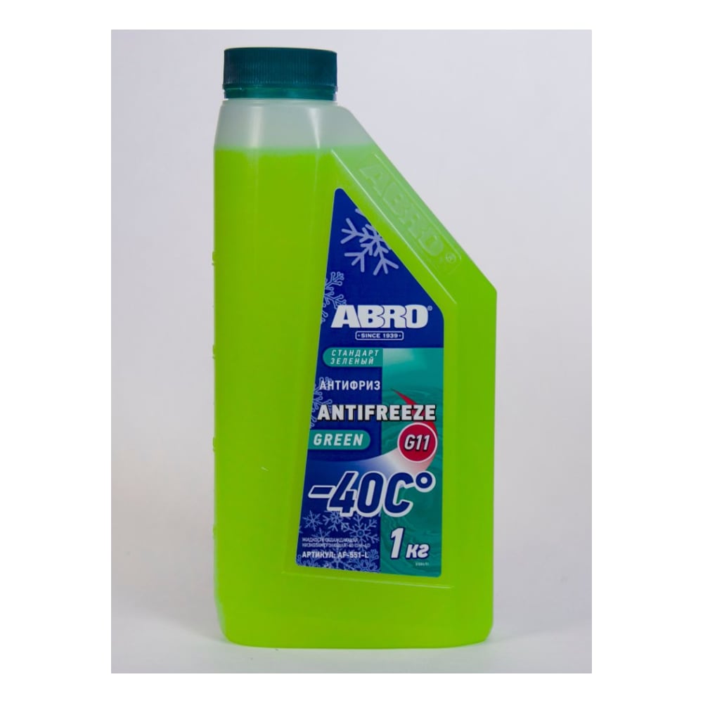 Изображение товара Антифриз зелёный ABRO 1 кг AF-551-L для системы охлаждения