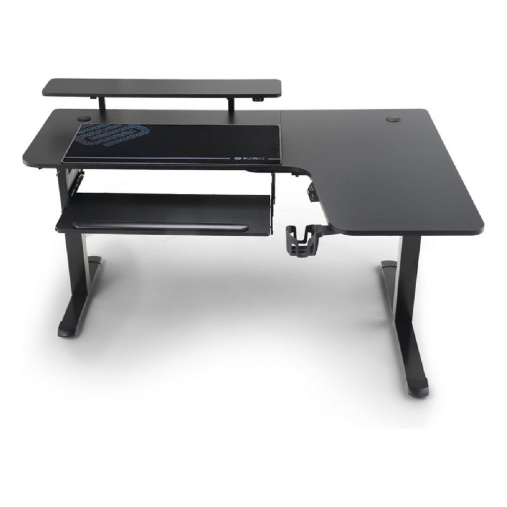 Изображение товара Игровой стол для компьютера EUREKA с электроприводом правый угловой черный modern дизайн