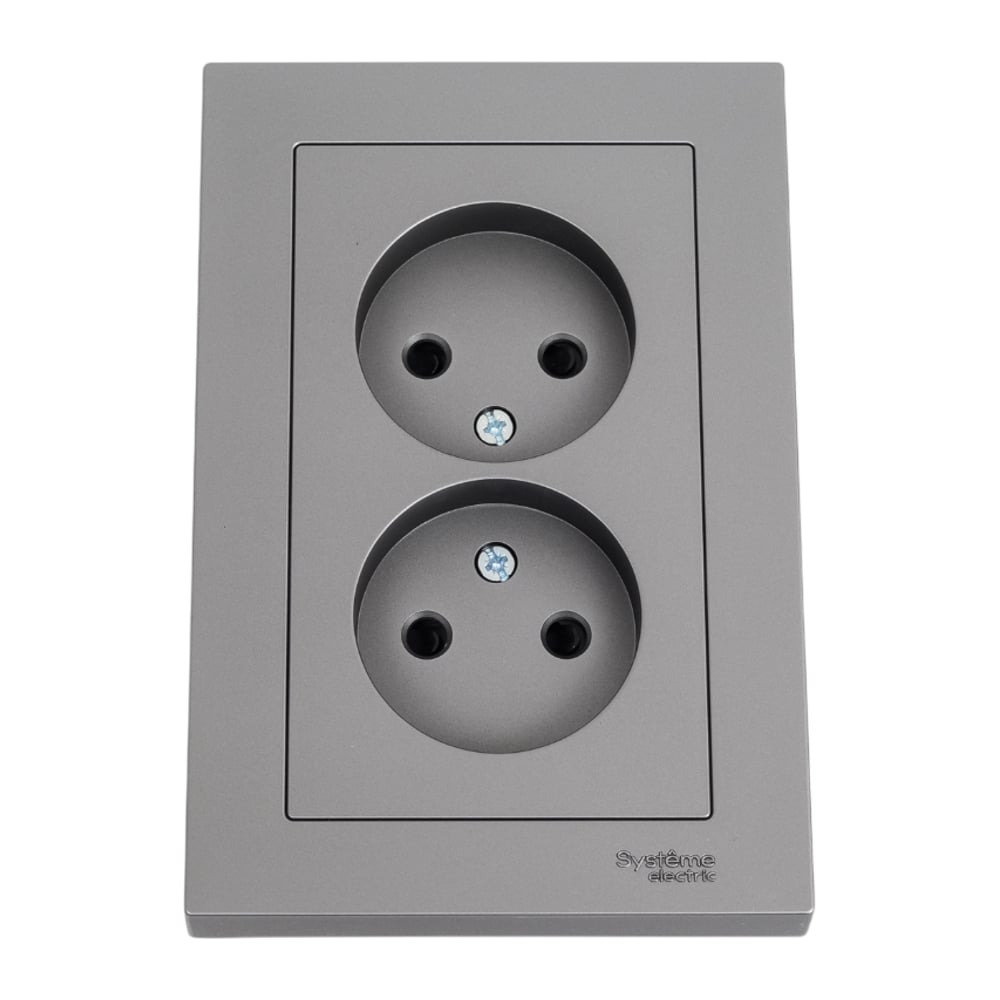 Изображение товара Розетка системы Electric AtlasDesign сталь двойная в сборе 16А IP20
