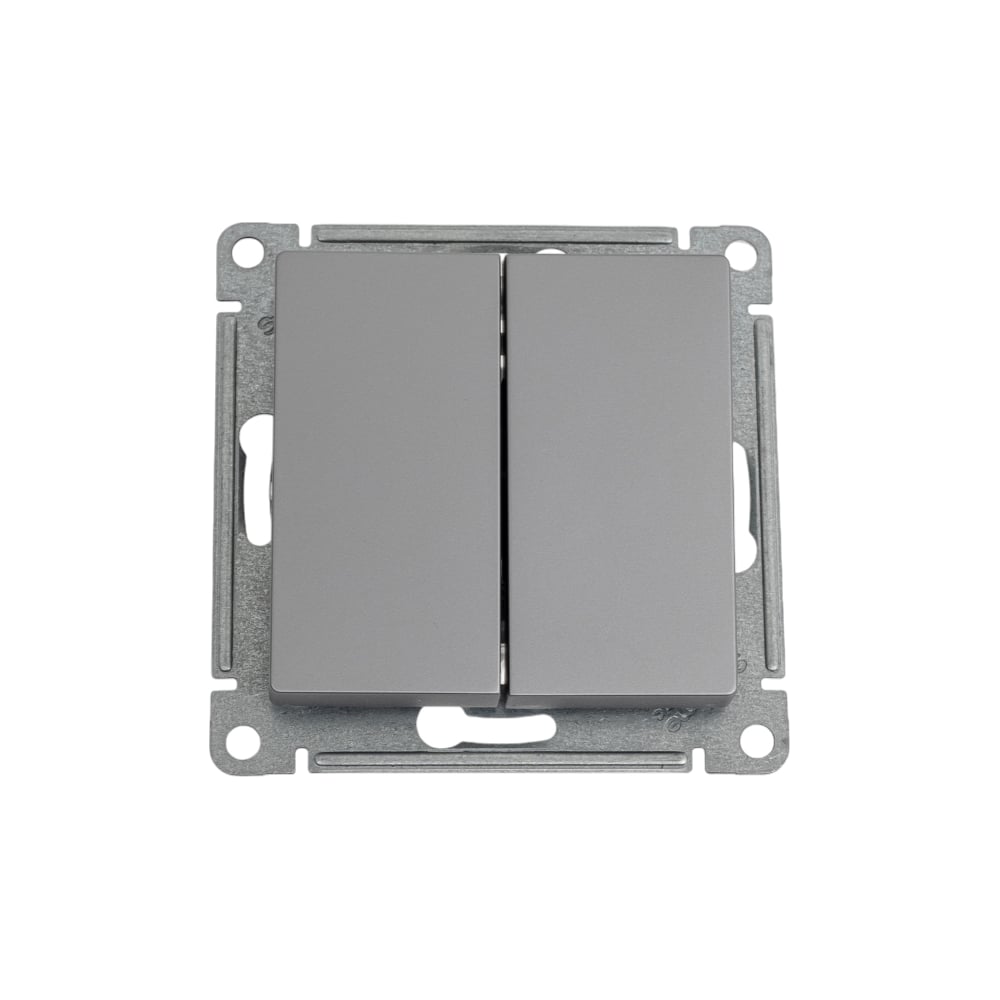Изображение товара Переключатель 2-клавишный Systeme Electric AtlasDesign Сталь 10А проходной