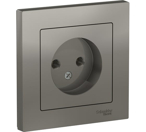 Изображение товара Розетка Systeme Electric AtlasDesign Сталь б/з, 16А, в сборе SE ATN000940
