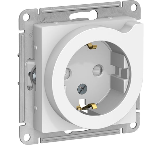 Изображение товара Розетка Systeme Electric AtlasDesign Бел с/з со шторками с выталк., 16А, механизм SE ATN000147