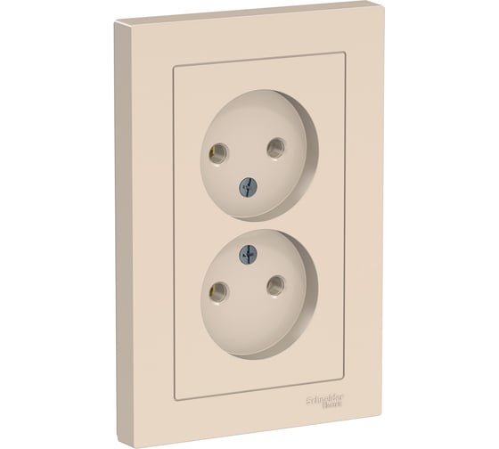 Изображение товара Розетка Systeme Electric AtlasDesign Беж б/з двойная, 16А, в сборе SE ATN000220