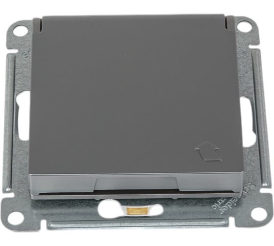 Изображение товара Розетка Systeme Electric AtlasDesign Сталь с/з, со шторками, с крышкой, 16А, в сборе SE ATN000946