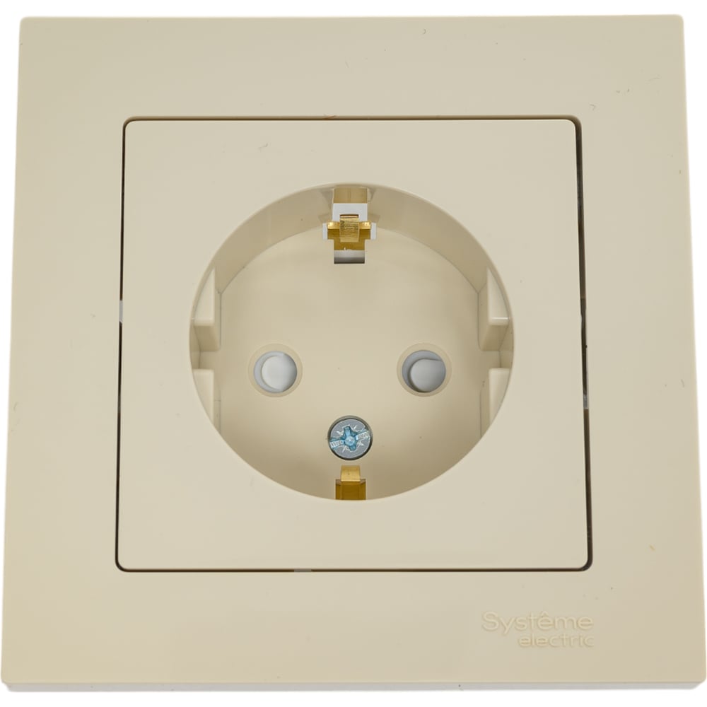 Изображение товара Розетка Systeme Electric AtlasDesign Беж с защитными шторками 16А в сборе