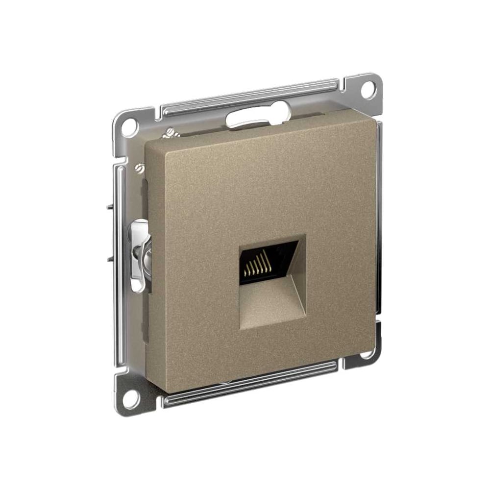 Розетка компьютерная Systeme Electric AtlasDesign, RJ45, кат. 6A, механизм, Шампань ATN000586