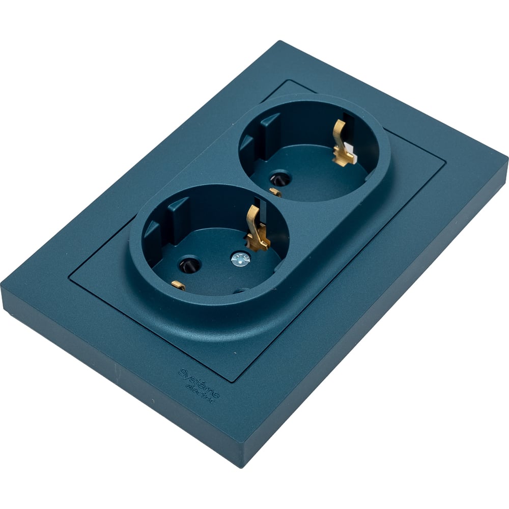 Изображение товара Розетка Systeme Electric AtlasDesign изумруд двойная со шторками 16А