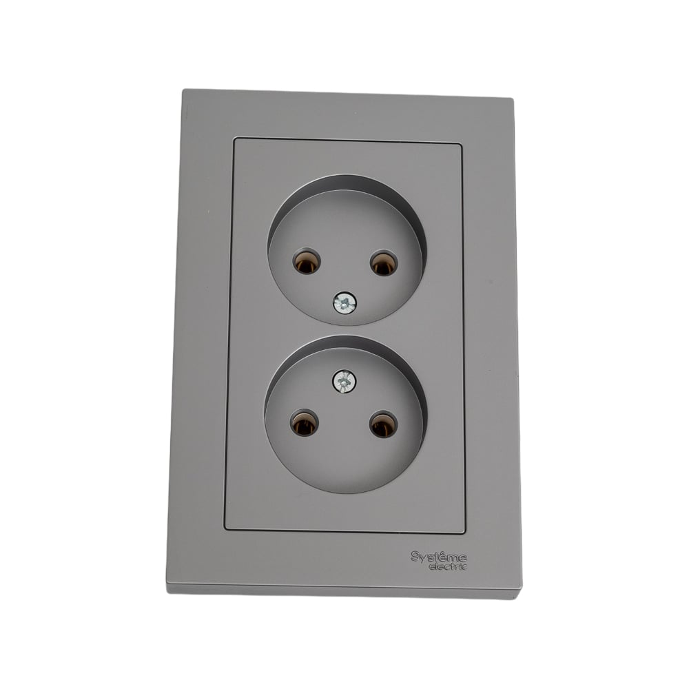 Изображение товара Розетка Systeme Electric AtlasDesign двойная 16А сталь IP20