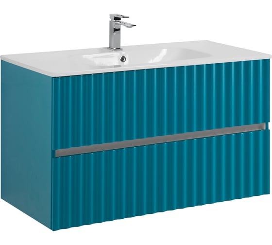 Изображение товара База под раковину подвесная Art&Max ELEGANT с двумя выкатными ящиками, с LED подсветкой ручек, Бирюзовый Матовый, 970x469x550 AM-ELEGANT-1000-2C-SO-TM-LED