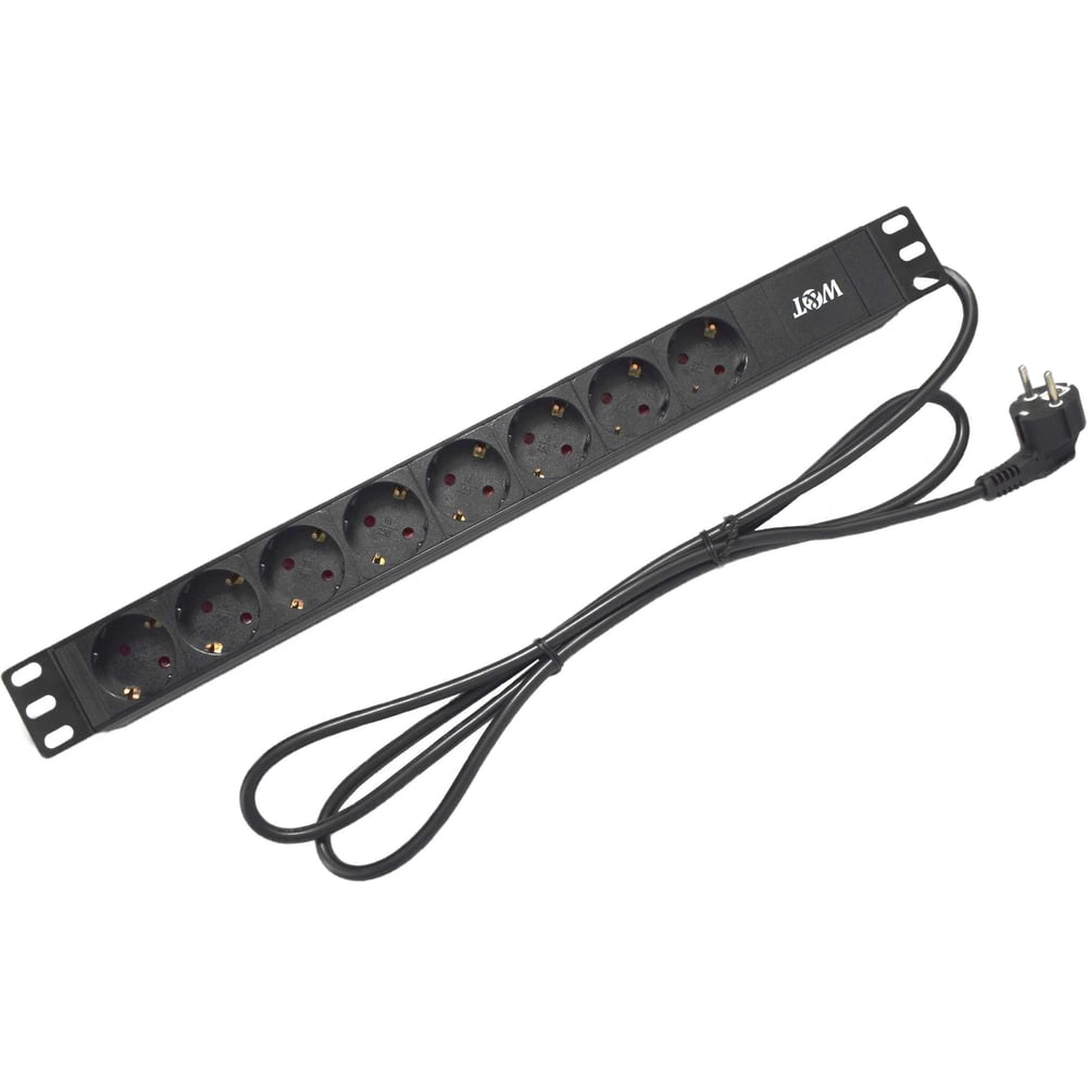 Изображение товара Блок розеток W&T 19 EURO на 8 гнезд 220В немецкий тип WT-PDU-G8 без выключателя