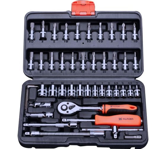 Изображение товара Автомобильный набор инструмента HARDEN профессиональный, 1/4", 46 предметов, CRV 510346