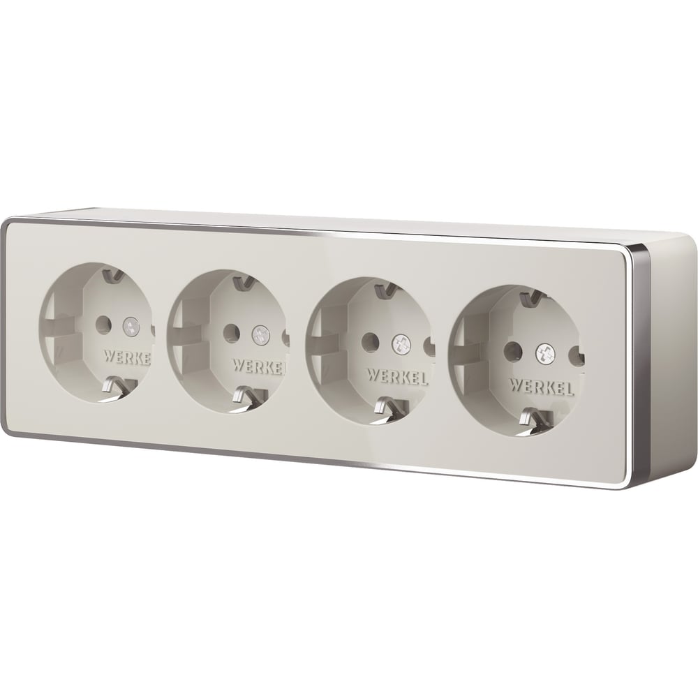 Изображение товара Розетка четверная Werkel Gallant W5072204 слоновая кость с заземлением и шторками