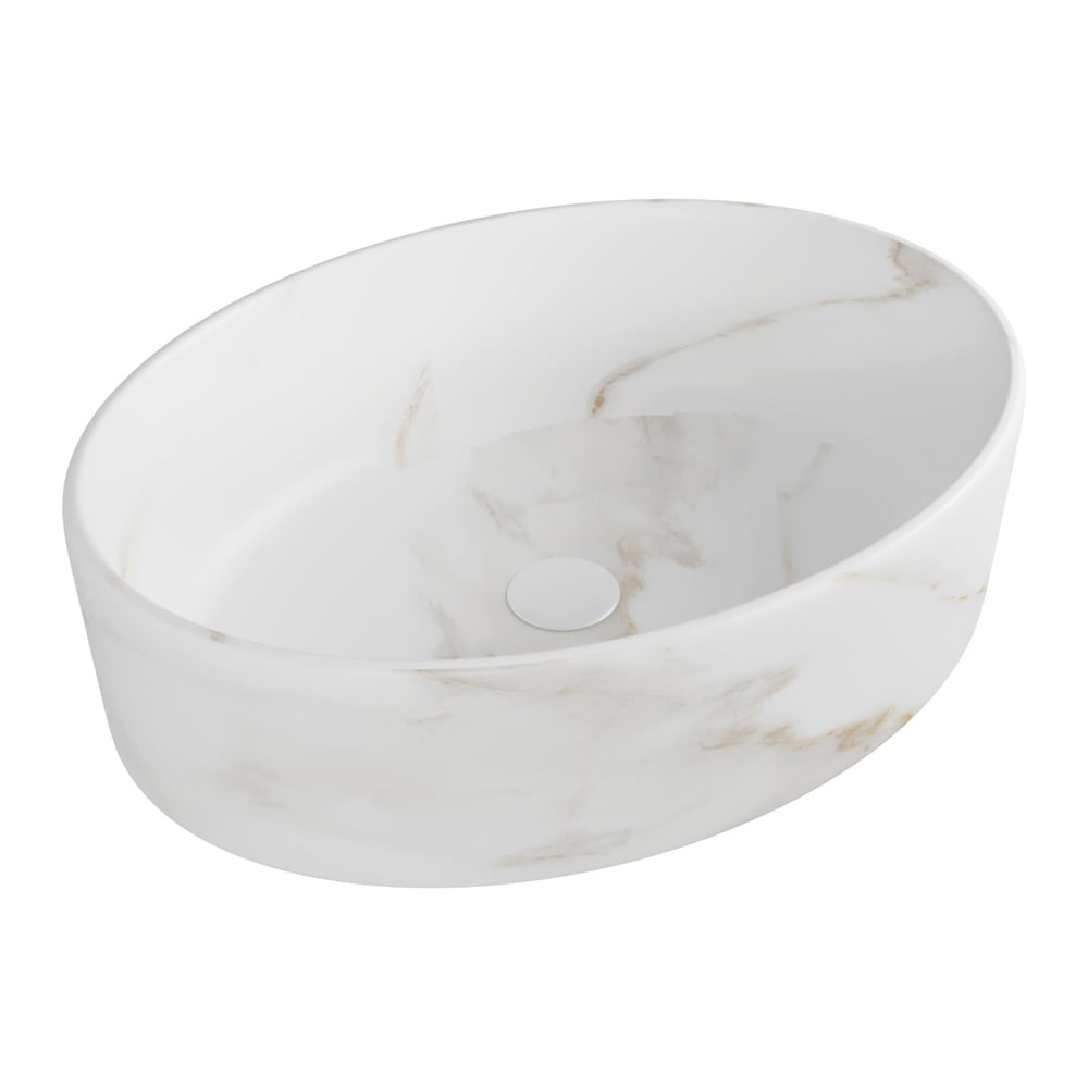 Изображение товара Накладная раковина для ванной Teymi Lori 50 белый мрамор овальная