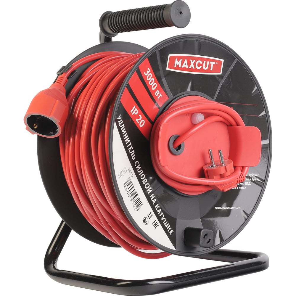 Изображение товара Удлинитель силовой MAXCUT на пластиковой катушке ECRO 210-30 ПВС 30м 2200Вт
