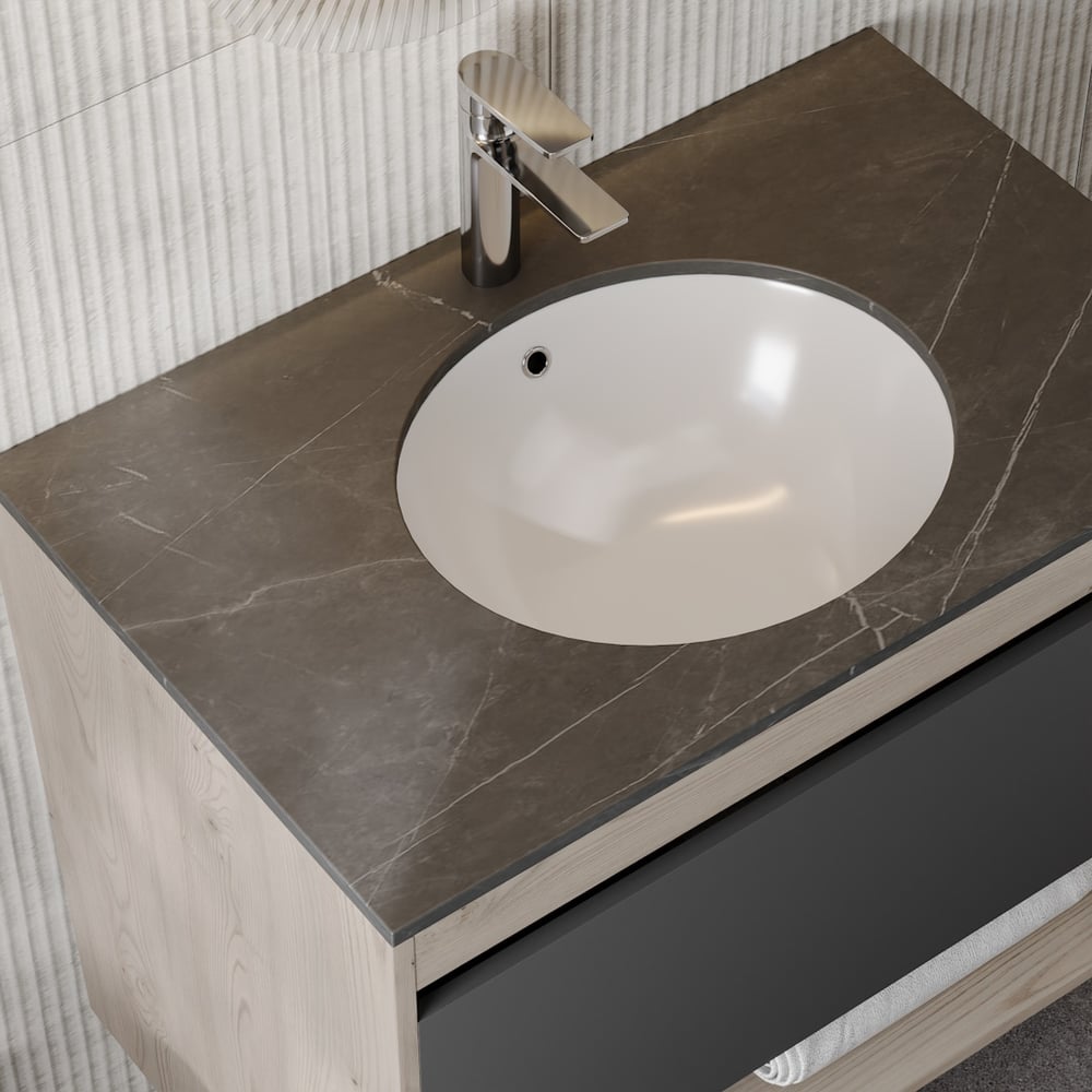 Изображение товара Мебельная раковина для ванной Teymi Lori V 47 белая врезная овальная классика