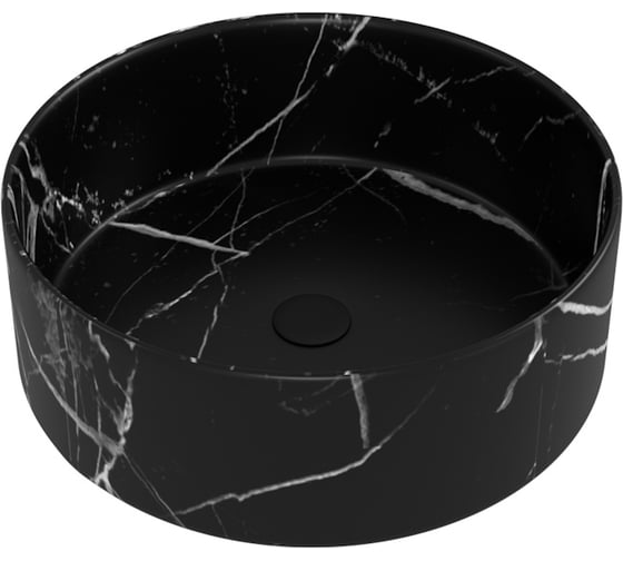 Изображение товара Раковина для ванной круглая накладная Teymi Lina D35 цвет мрамор черный матовый T50183 ЦБ-00272523