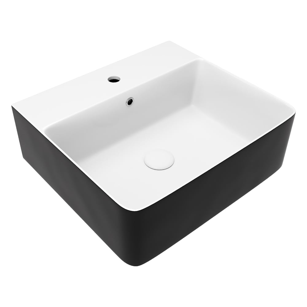 Изображение товара Накладная раковина для ванной Teymi Helmi 46 Duo черно-белый глянец