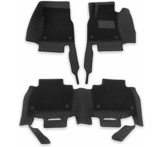 Изображение товара Ковры салона Defly 3D, Toyota Land Cruiser (J200), 2007-2015, экокожа черная/ворс черный KS3D-Ty2-1