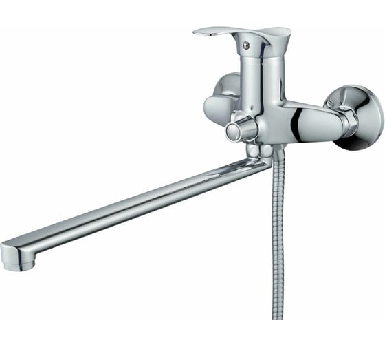 Изображение товара Смеситель для ванны с длинным плоским изливом 35см, однорычажный, переключатель на корпусе, цвет хром ALOUTE A1163