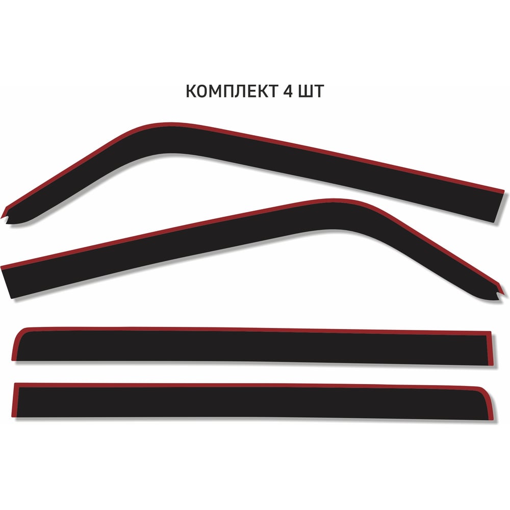 Изображение товара Дефлекторы окон Defly 2D Tank 300 4 шт2021-н.в черные пластиковые комплект