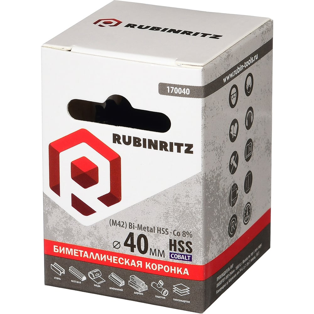 Изображение товара Биметаллическая коронка Rubinritz HSS Cobalt 40мм для металла и дерева