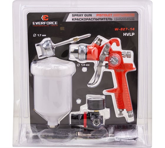 Изображение товара Краскораспылитель с регулятором давления и дополнительной дюзой EVERFORCE EF-W-827-14(62894)