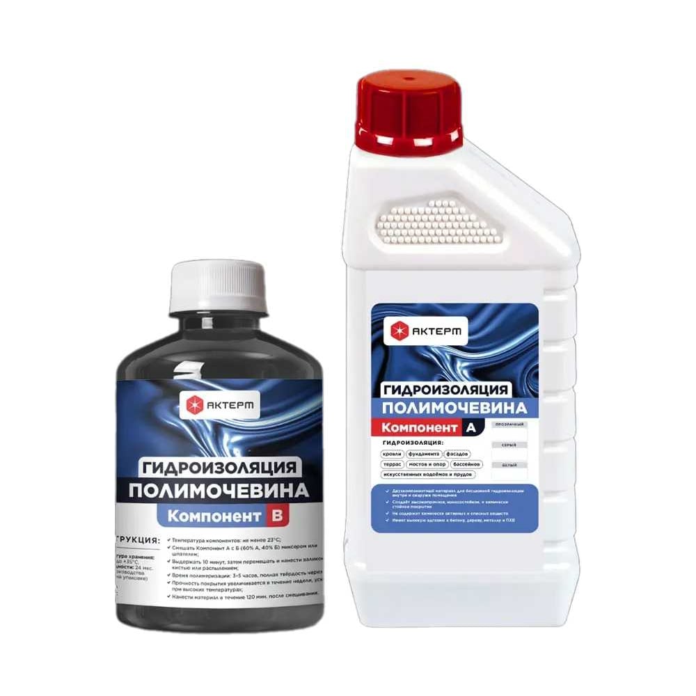 Изображение товара Гидроизоляция АКТЕРМ Полимочевина прозрачная, 1.64 кг, 1 кг основа Компонент А + 0,64 кг отвердитель Компонент B, 908033501