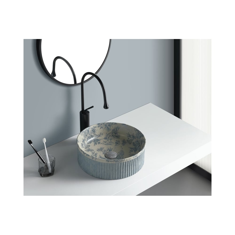 Изображение товара Раковина-чаша BRONZE DE LUXE Brousse 365x365x120 мм голубая, накладная