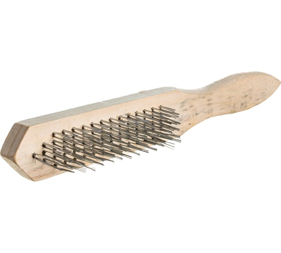 Изображение товара Ручная щетка по металлу SAMGRUPP с деревянной ручкой, 5 рядов SAMC-094010005