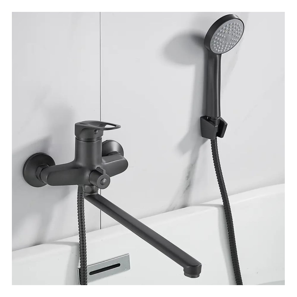 Изображение товара Смеситель для ванной ALOUTE титан одноручковый с изливом 30 см