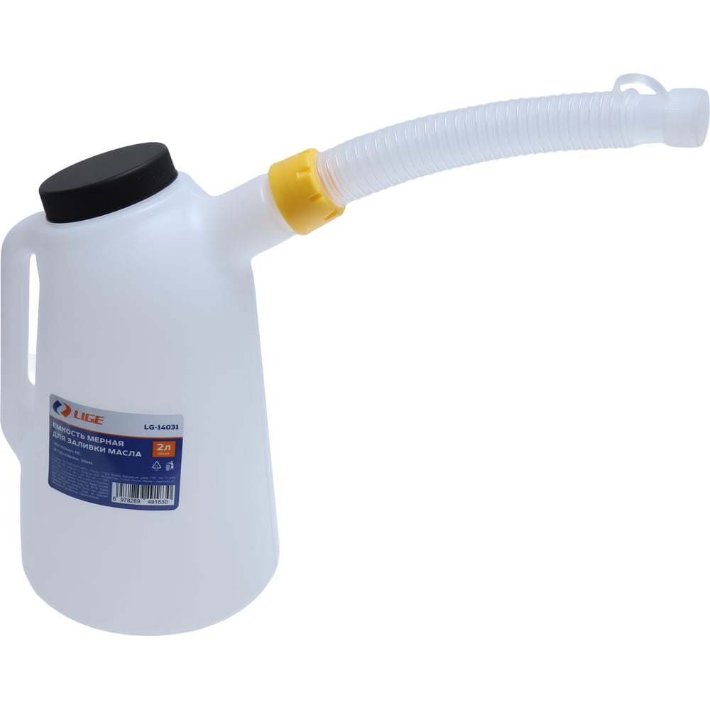 Изображение товара Емкость мерная пластиковая для заливки масла LIGE 2л (материал PE Ø горловины 18мм) LG-14031
