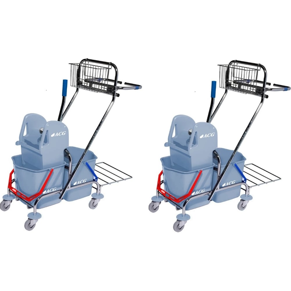 Изображение товара Тележка для уборки ACG 2х17л с отжимом и колесиками серого цвета