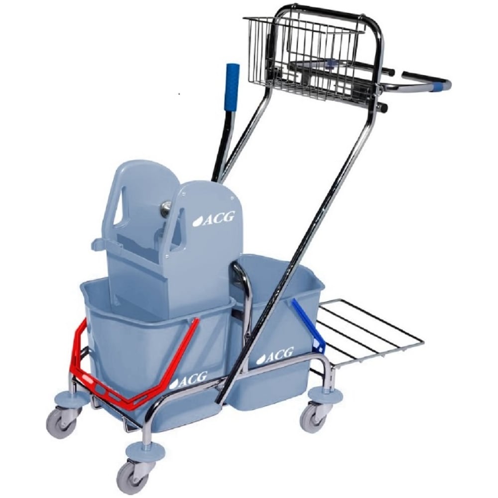 Изображение товара Тележка уборочная ACG 2х17л с отжимом и колесами серый