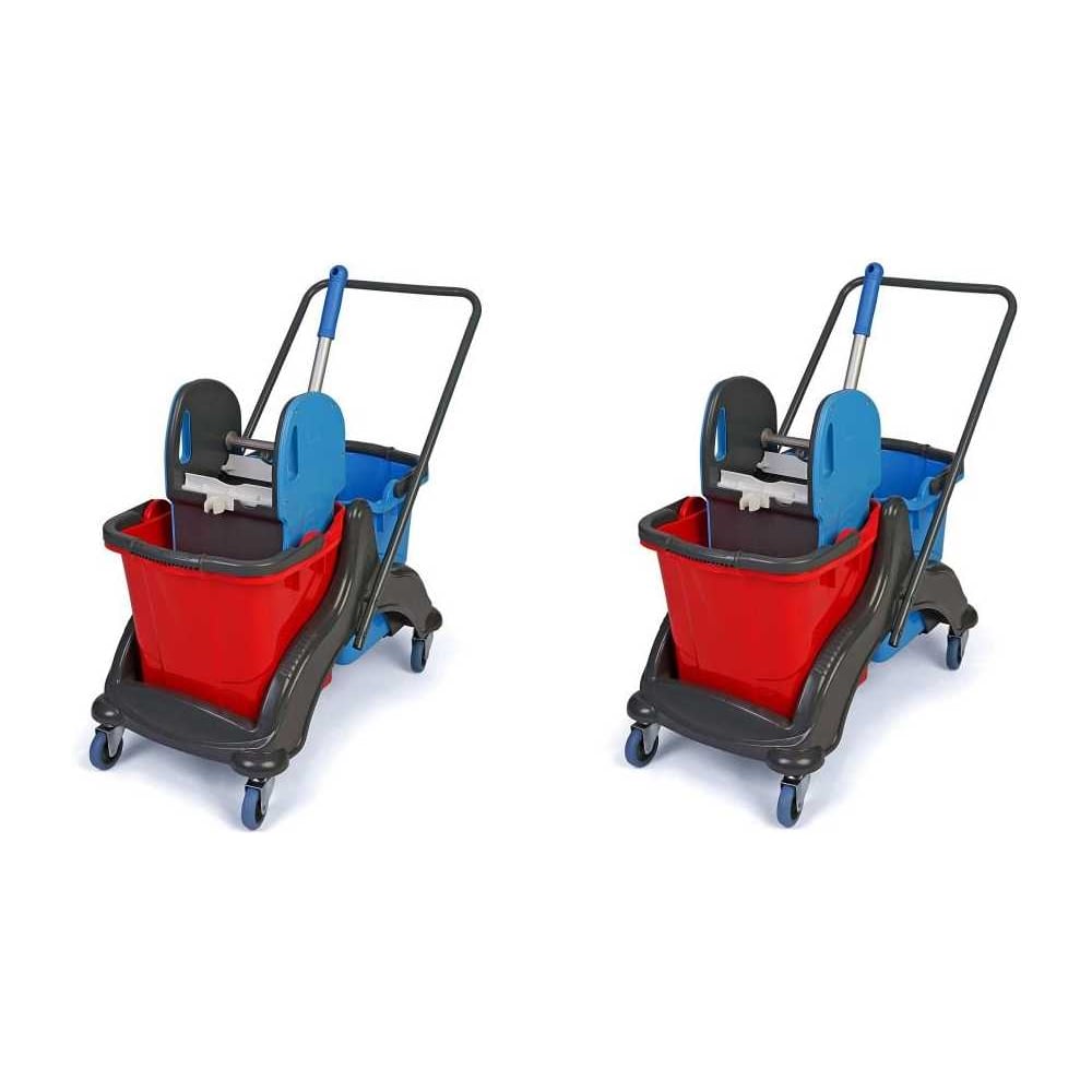 Изображение товара Тележка ACG 2х25 л с отжимом и колесиками для профессиональной уборки