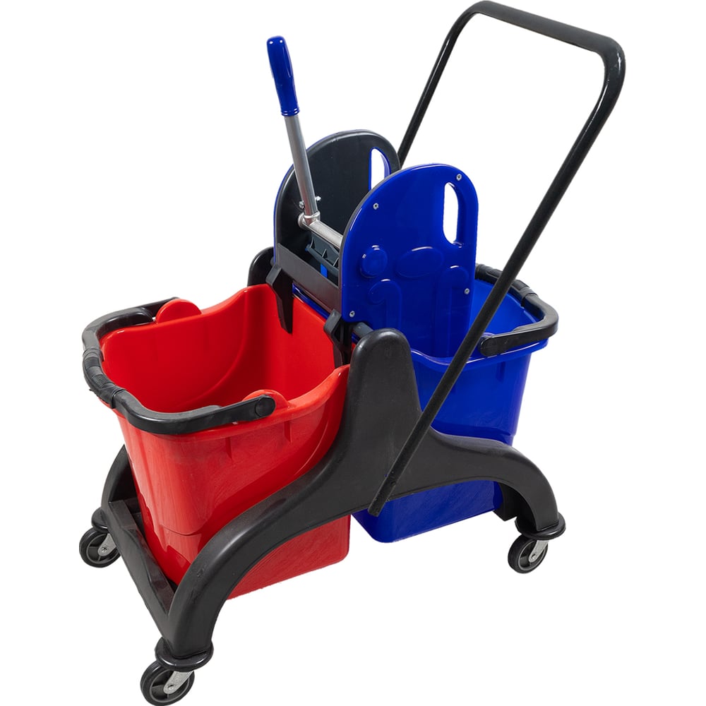 Изображение товара Двухведерная пластиковая тележка NV с отжимом 2х25л для уборки