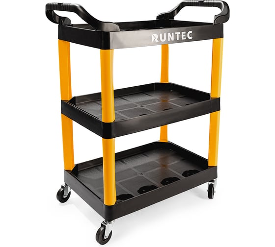 Изображение товара Тележка с тремя открытыми полками RUNTEC черная RT-P3