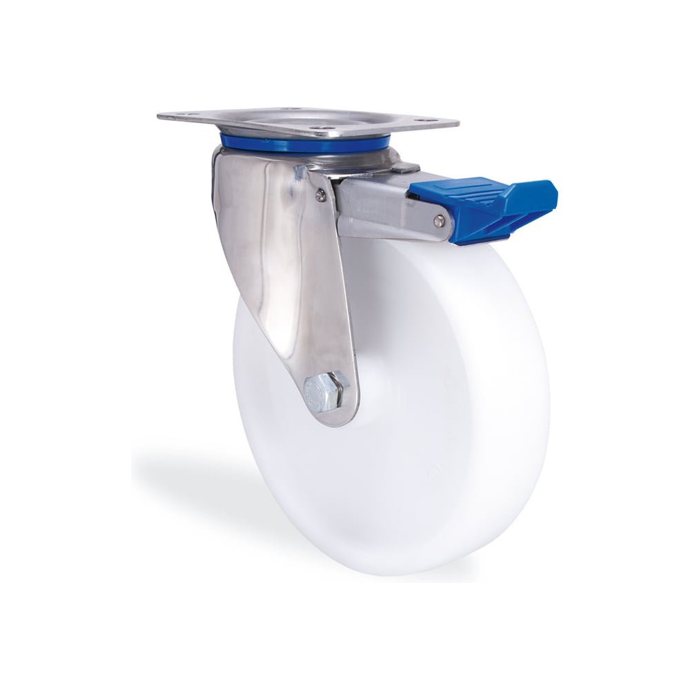 Изображение товара Поворотная колесная опора с тормозом KAMA из нержавеющей стали S-3202-RMB-150-F18