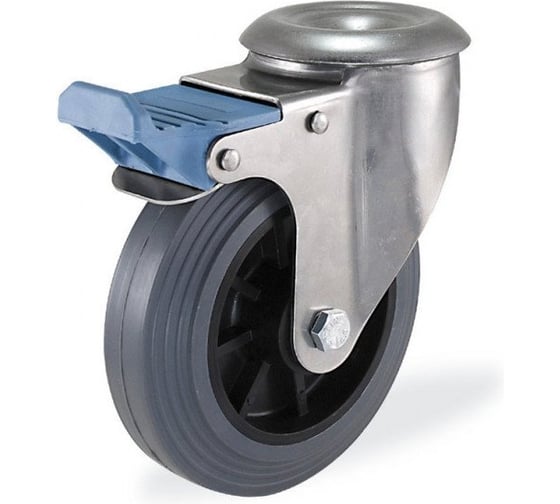 Изображение товара Поворотная колесная опора с тормозом KAMA из нержавеющей стали S-3300-MTB-125-F18