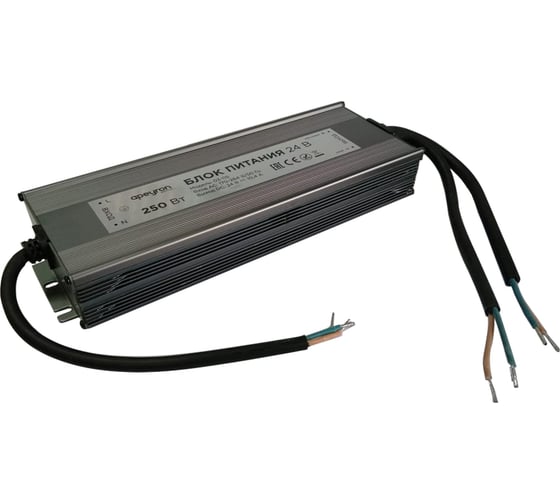 Изображение товара Блок Питания Apeyron 24В, 250Вт, IP67, 175-265В, 10,4 А, алюм., сереб/ 03-115