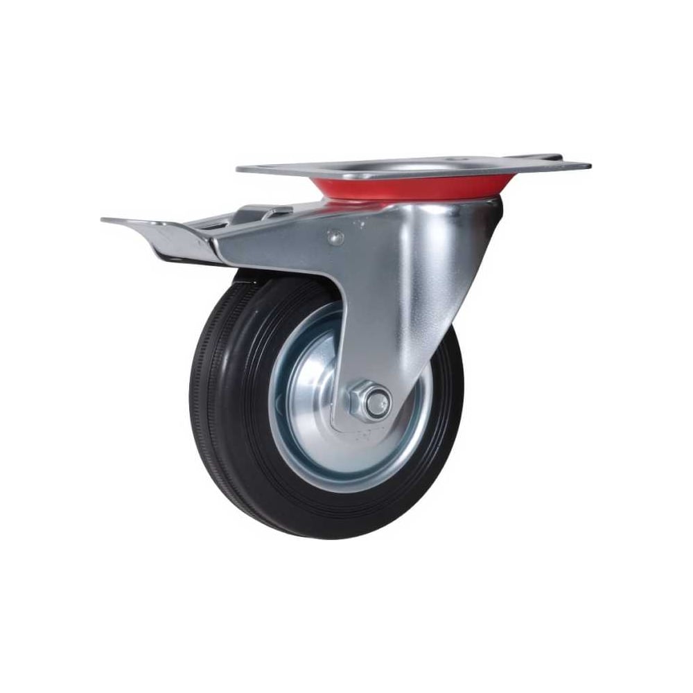 Изображение товара Поворотное колесо на площадке с тормозом 100 мм черное Brante 107301