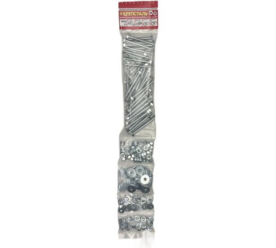 Изображение товара Набор оцинкованных болтов гаек, шайб Крепсталь М8х50 КРЕПСТАЛЬ. 250 шт. NBG000036