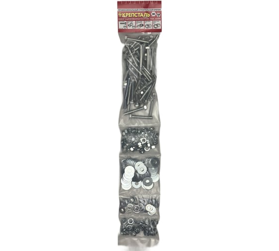 Изображение товара Набор оцинкованных болтов гаек, шайб Крепсталь М8х70 КРЕПСТАЛЬ. 250 шт. NBG000035