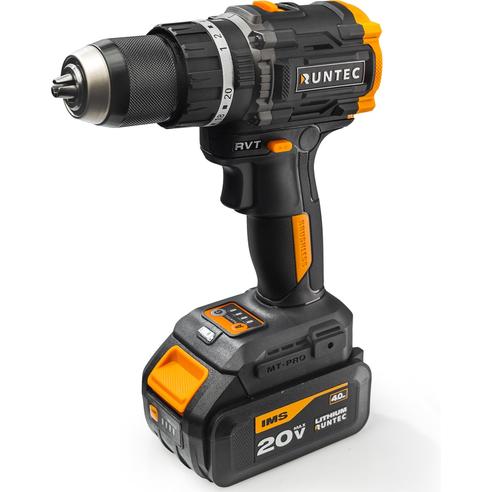 Изображение товара Дрель-шуруповерт ударная аккумуляторная RUNTEC PRO 13 мм, 20В, 2*4Ач, 100Нм RT-ID224