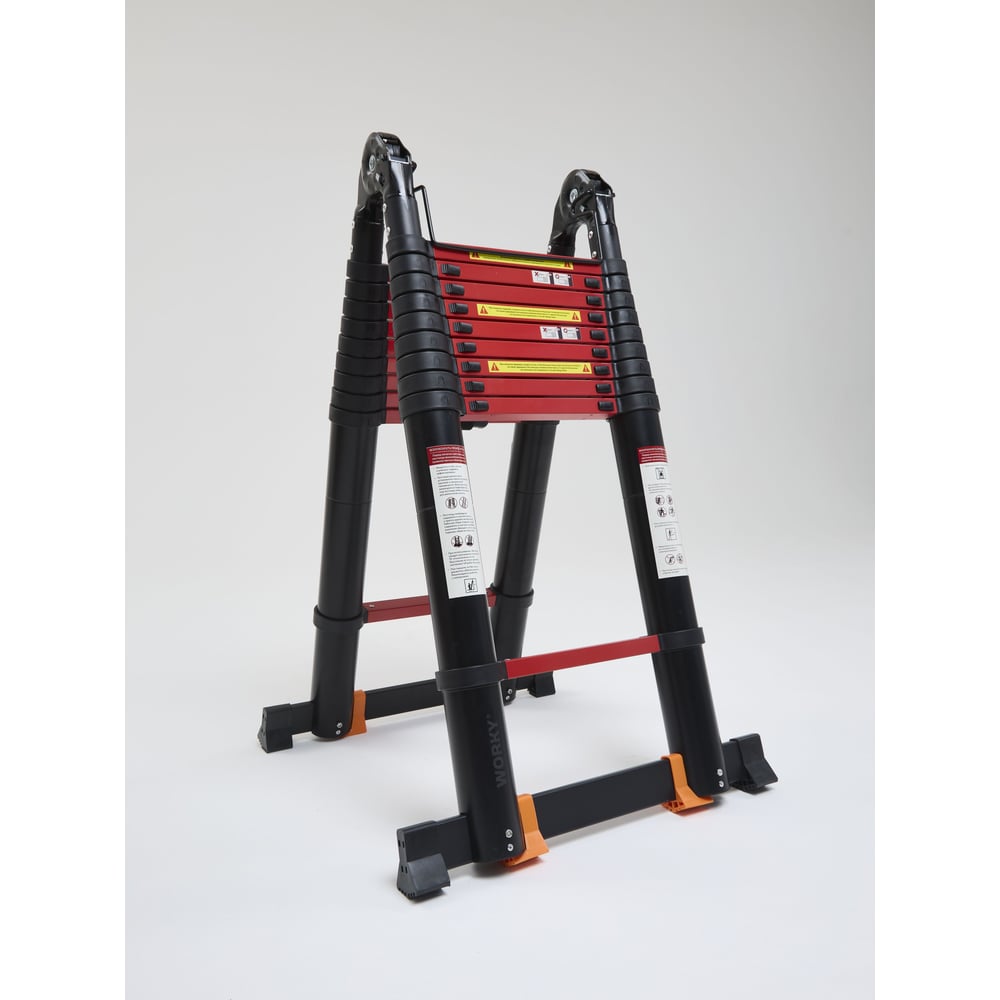 Изображение товара Лестница-стремянка телескопическая WORKY BLACK 4, 4м/ 8, 8м, 11+11 ступеней ARD260735
