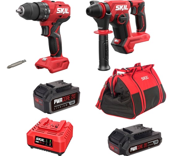 Изображение товара Аккумуляторная ударная дрель-шуруповерт SKIL HD6280+ RH1790 + набор SC0060+BY5197 +BG4127+  BY5196 9-1-035