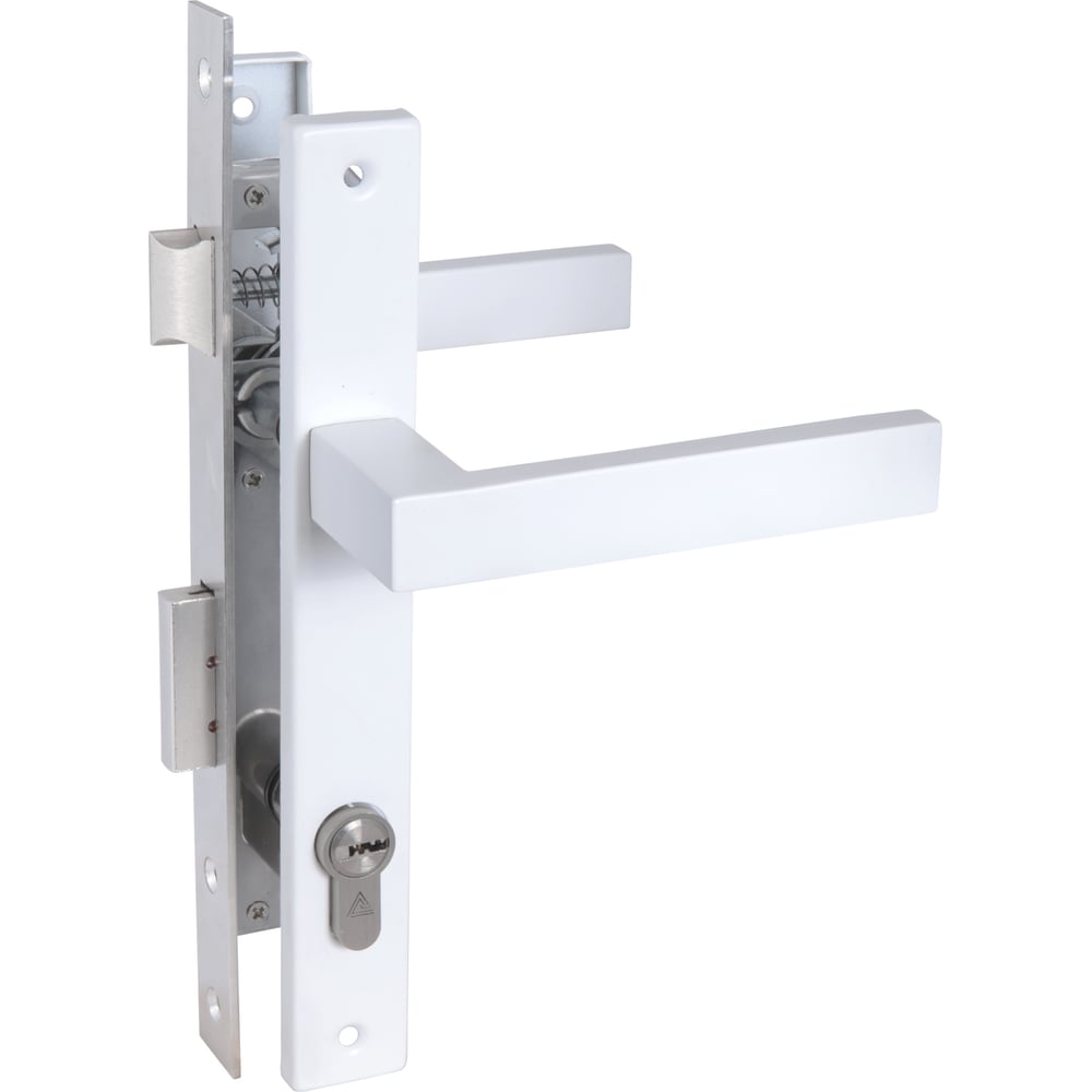 Изображение товара Врезной замок Стандарт 8520.01.9016 белый с ручками и цилиндровым механизмом