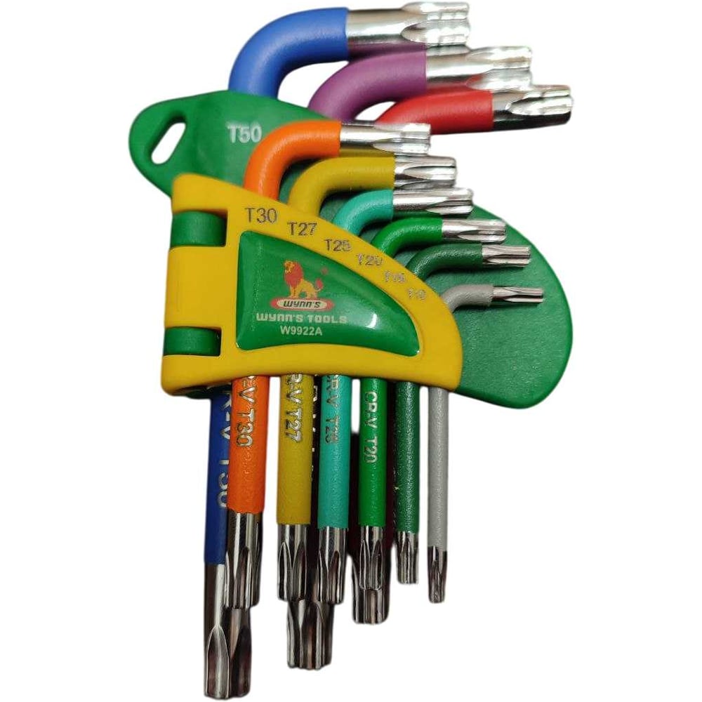 Изображение товара Набор Torx ключей WYNNS T10 T20 T30 T50 9 шт CrV порошковая окраска